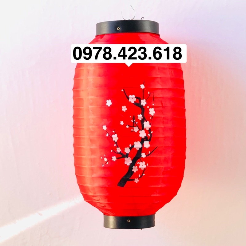 Đèn lồng Đỏ Hoa Đào - đèn lồng vải Nhật Bản - đèn kéo quân trang trí Tết - trang trí lễ hội - nhà hàng - khách sạn