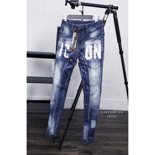 Quần jean nam in icon dsq hàng chất jean bò cao cấp form chuẩn j2161 K3 STORE