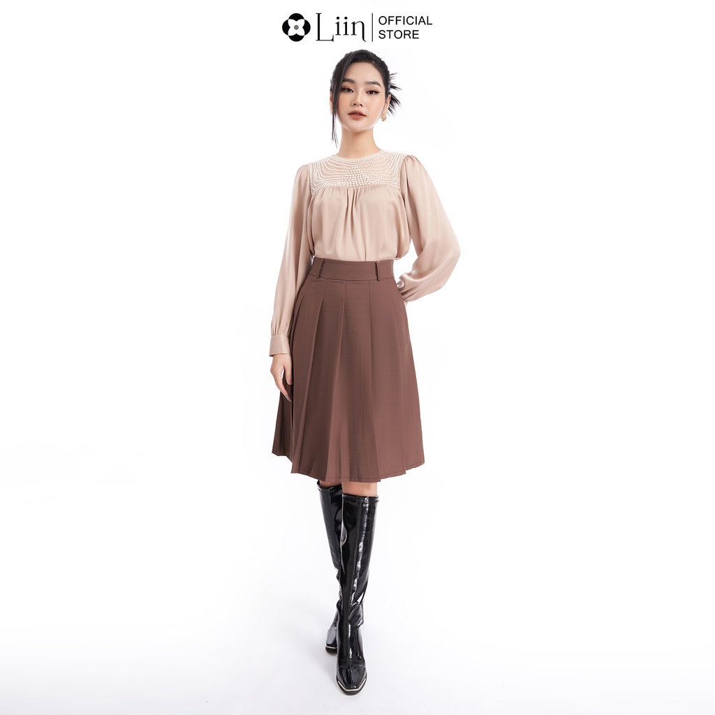 Chân váy linbi xếp ly dáng dài thiết kế trẻ trung, thời thượng liin clothing J4259