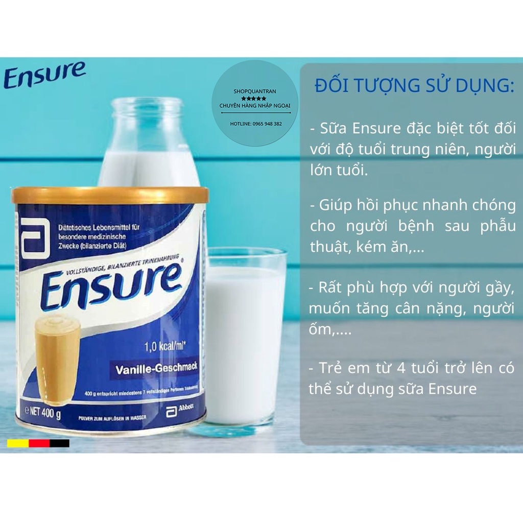 Sữa Ensure Đức 400g (Date Mới) Hương Vanila Chính Hãng Giá Tốt  Mamababyvn