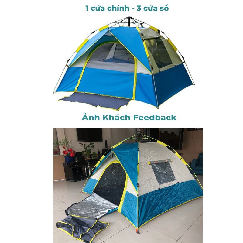 Lều cắm trại tự bung lều phượt du lịch tự động dành cho 2-4 người, chống nước, tia bức xạ, thông gió 2 chiều