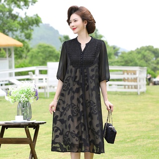Váy mùa hè cho mẹ trung niên, quần áo phụ nữ mỏng và rộng