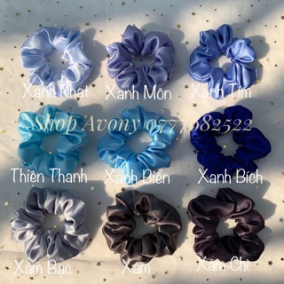 Dây cột tóc scrunchies vải lụa bóng sắc màu pb4