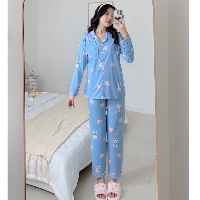 Set Bộ Nữ NHẬT VY Tay Dài 2 Kiểu Dáng Cho Mẹ Bầu Chất Vải Thun Mịn Màu Xanh, Hồng - D2142