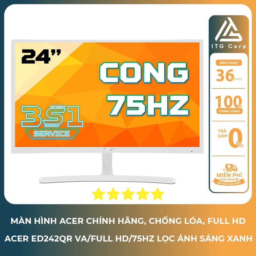 Màn Hình Acer ED242QR VA/ Full HD/ 75Hz Chống lóa, Lọc 80% ánh sáng xanh