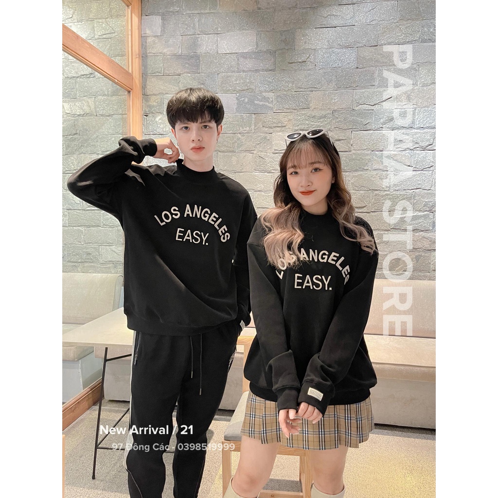 Áo nỉ cổ 3p lót lông nam nữ phong cách Hàn Quốc chữ ngực LOS ANGELES 252 PAPAA SHOP | BigBuy360 - bigbuy360.vn