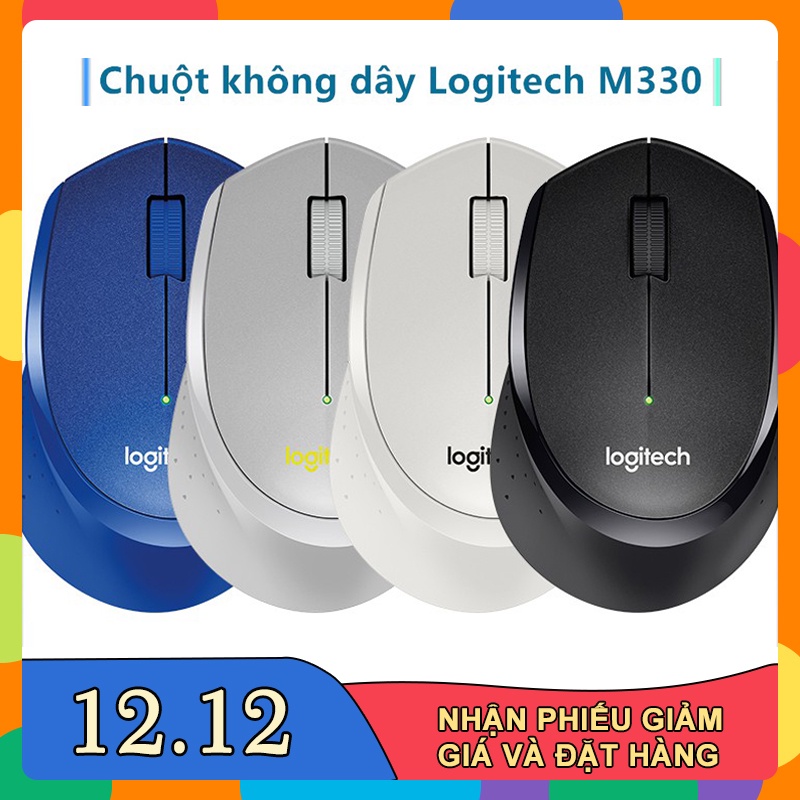 Chuột không dây Logitech M330 Silent Plus - Không có tiếng click khi sử dụng, Chuột công thái học-LJM300