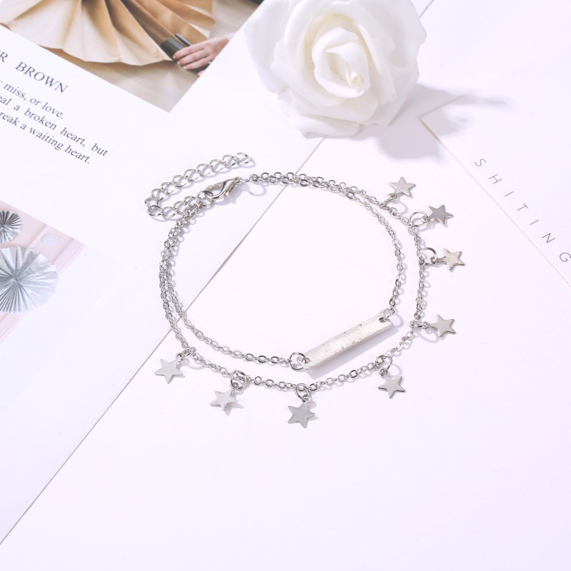 Trendy Female Simple Anklet Beach Fashion Double-layer Five-pointed Star Foot Chain Beach Foot Jewelry | BigBuy360 - bigbuy360.vn