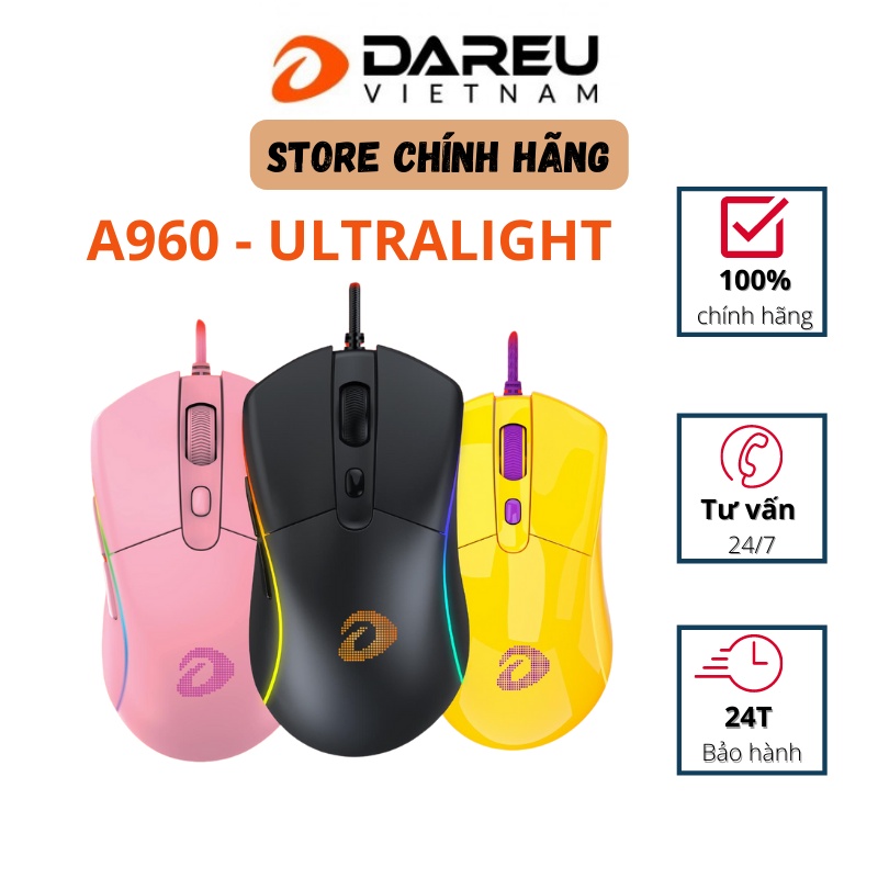 Chuột Gaming DAREU A960 YELLOW / BLACK - ULTRALIGHT