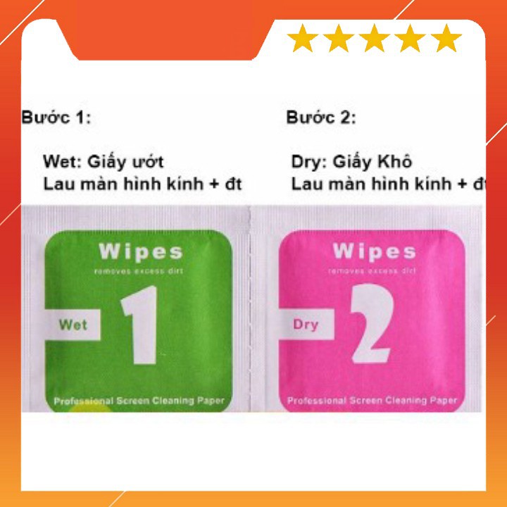 [ GIẤY LAU] Bộ Khăn Giấy Lau Vệ Sinh 2 Miếng Ướt Khô - Vệ Sinh Màn Hình Điện Thoại, Laptop, Cường Lực, Kính, Đa Năng