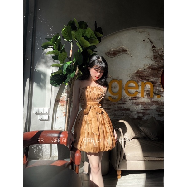 [ ẢNH THẬT - MẪU ĐỘC QUYỀN SHOP CEERI ] Váy tơ cúp ngực thắt nơ xinh