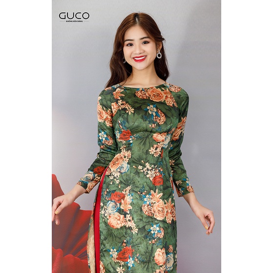 Áo dài in hoa hồng AD113 GUCO