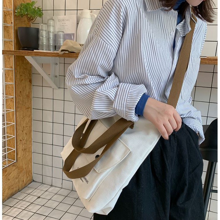 𝐅𝐑𝐄𝐄 𝐒𝐇𝐈𝐏 Túi TOTE Vải Bố Đựng Đồ Canvas Đeo Vai Phong Cách Hàn Quốc (TV-82)