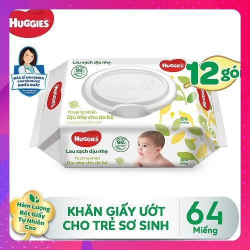 (Hàng khuyến mãi)Khăn giấy ướt Huggies không mùi 64 tờ,khăn ướt diệt khuẩn không mùi cho bé hàng chính hãng mamamy