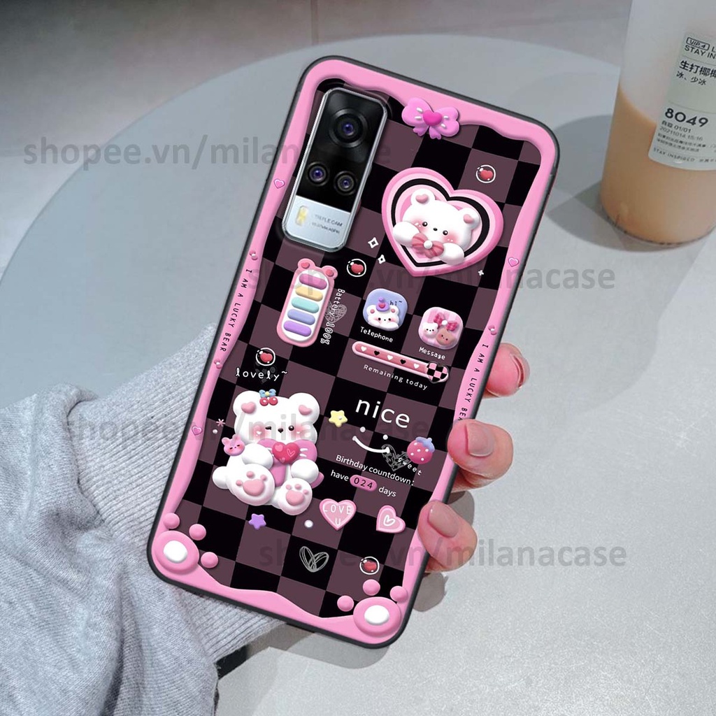 Ốp Vivo Y51 2020 hình đồng hồ icon gấu mèo cute cực dễ thương ngộ nghĩnh