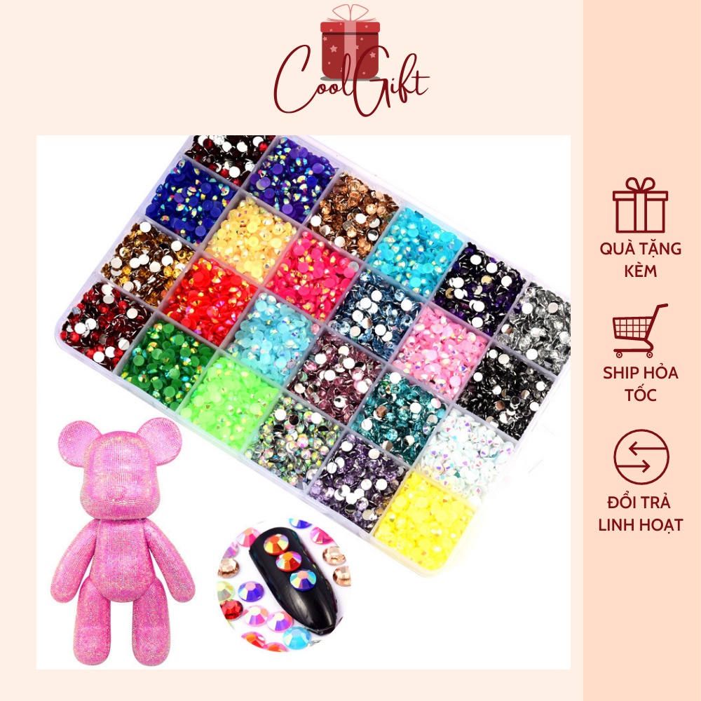 Đá đính size 3mm (10gr), đá kết hợp trang trí gấu đính đá Bearbrick, đá đính móng tay và trang trí đồ dùng - Coolgift