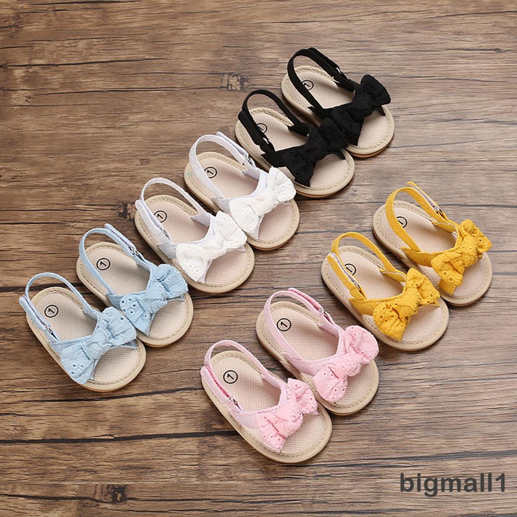 Xăng đan Đính Nơ Vải Cotton Chống Trượt Cho Bé 0-18 Tháng Tuổi