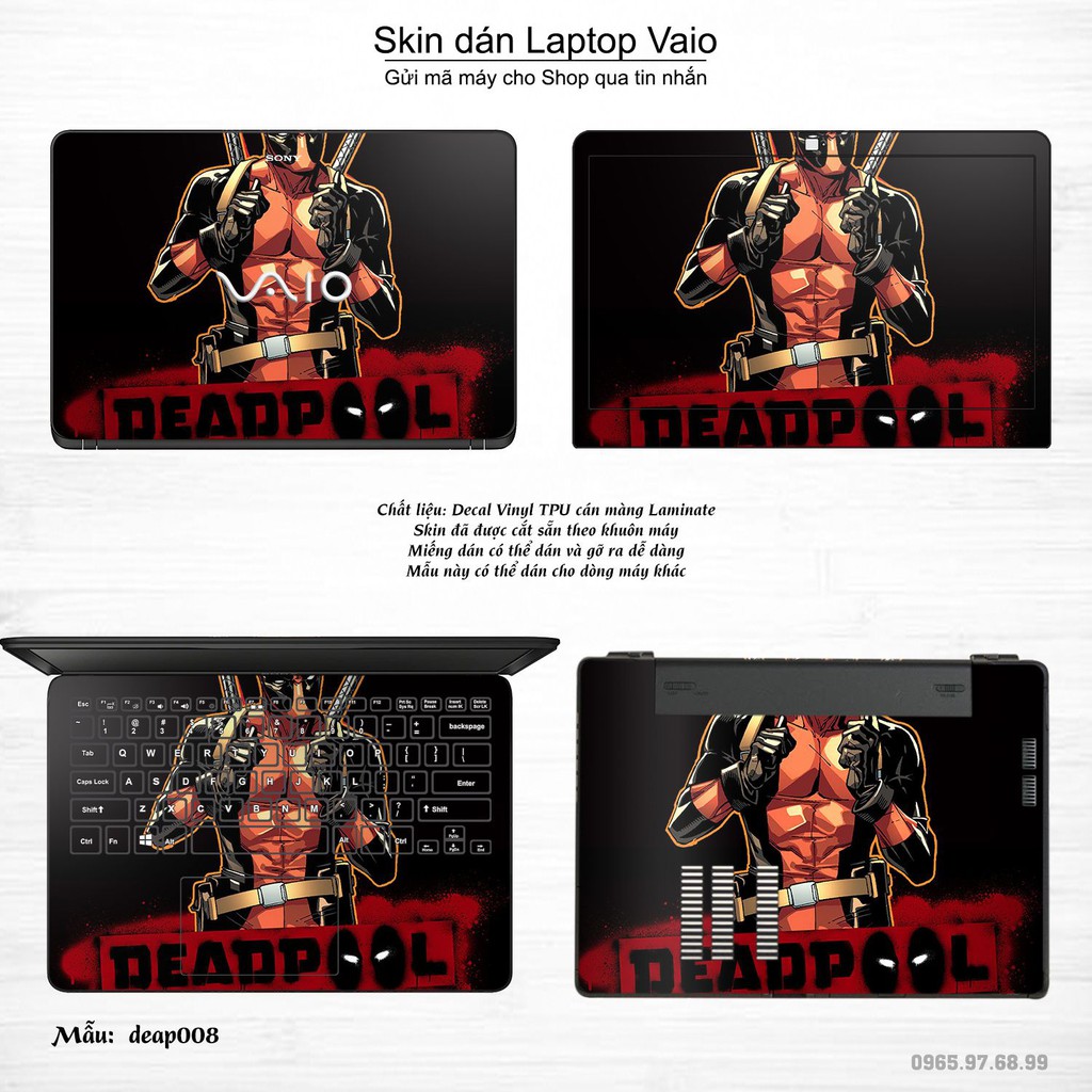 Skin dán Laptop Sony Vaio in hình Deadpool (inbox mã máy cho Shop)