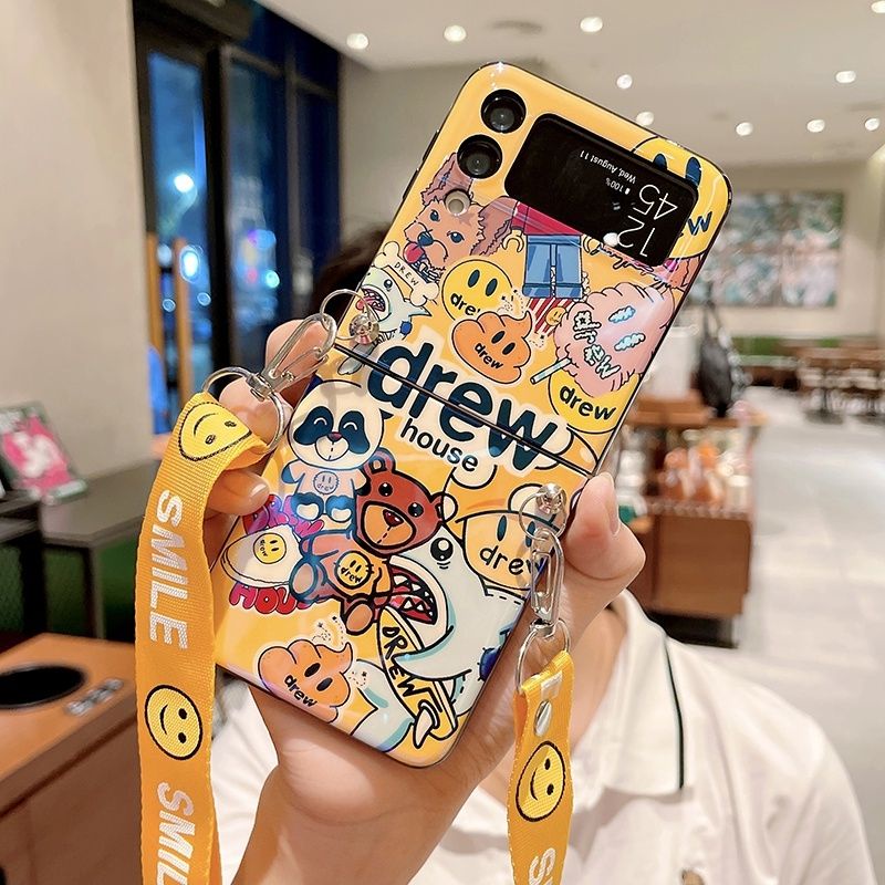 Ốp Samsung Z Flip 3 - ZFlip 3 - ZFlip3 5G bảo vệ toàn diện họa tiết nổi bật kèm dây đeo dài có thể điều chỉnh