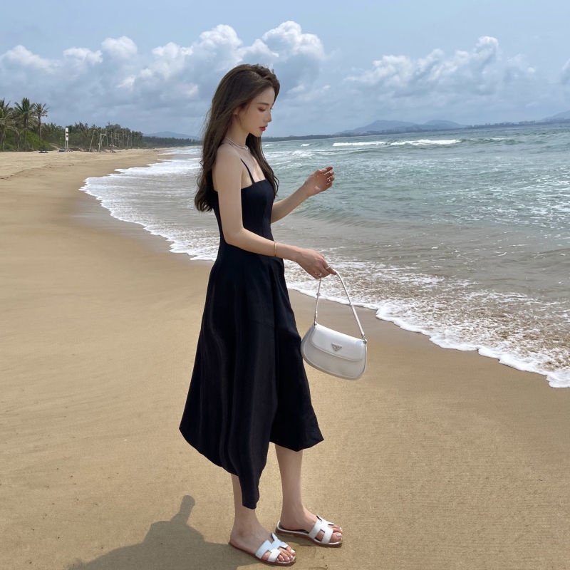 Đầm Màu Đen Cỡ Lớn Phối Khóa Kéo Phong Cách Hàn Quốc Thời Trang Cho Nữ