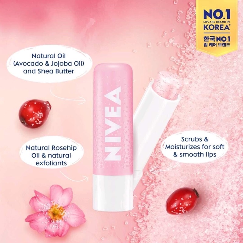 (Bill Sẵn) Son Dưỡng Tẩy Da Chết Môi NIVEA 2 IN 1 CARING LIP SCRUB WITH ROSEHIP OIL