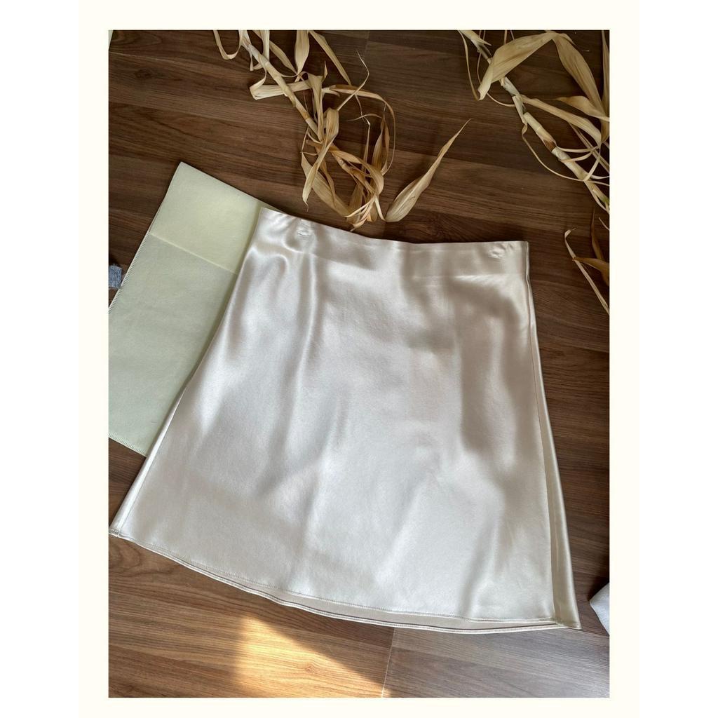 Chân Váy Satin Trơn Lưng Cao Dáng Chữ A Thời Trang Sành Điệu 61494