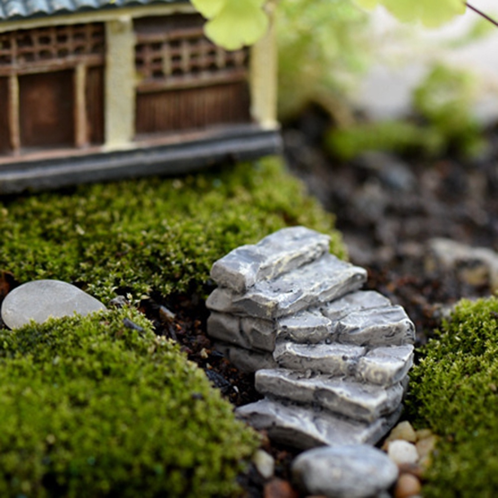 【SPP】2Pcs Mini Resin Garden Miniature Stone Steps Road Staircase Landscape Ornament