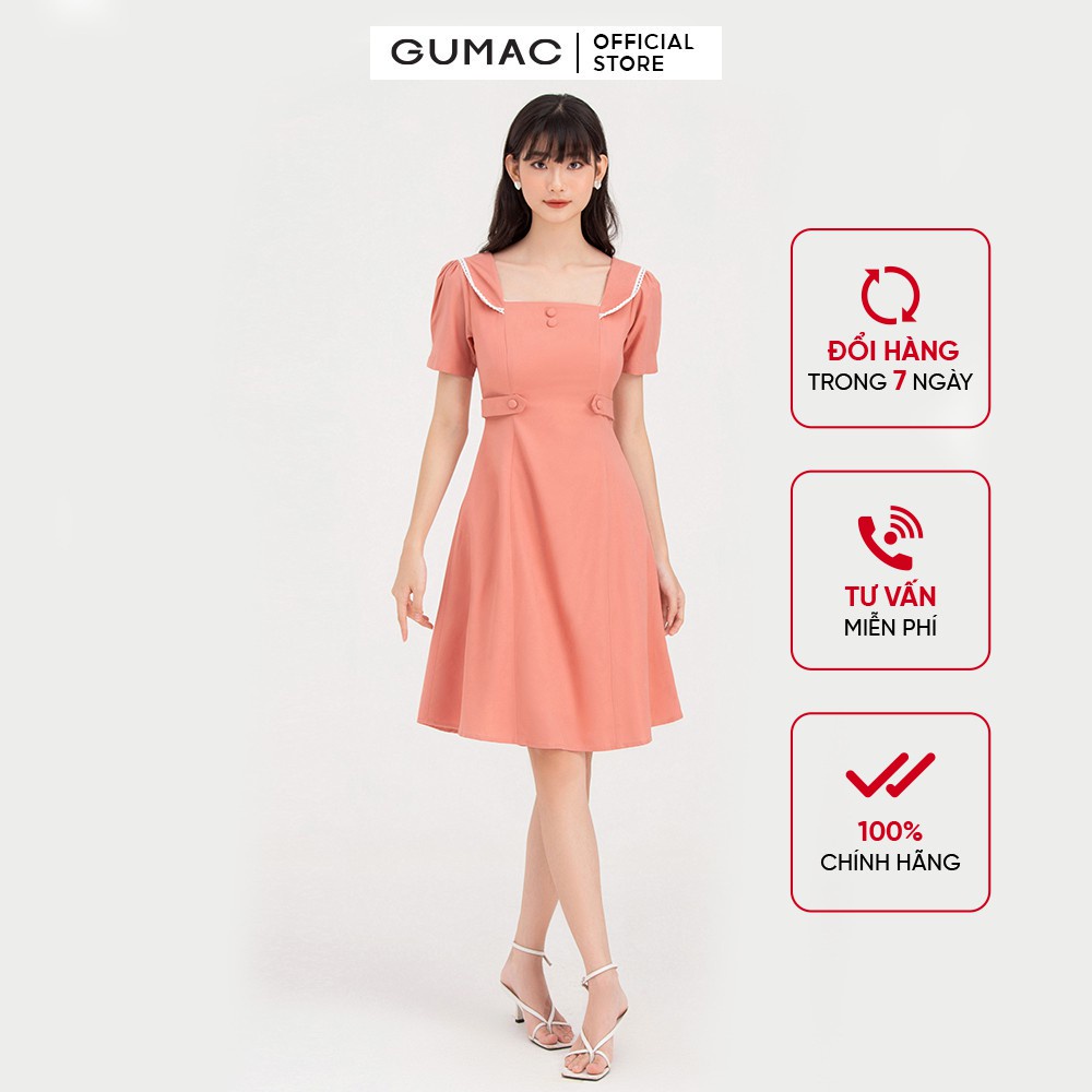 Đầm nữ cổ đăng ten GUMAC DB760