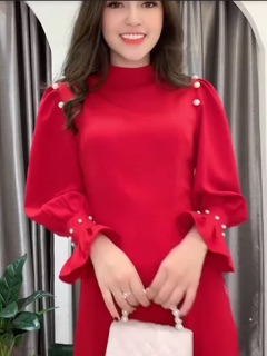 Áo dài tay cách điệu, đính hạt