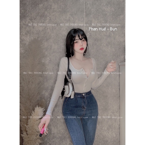 Áo bodysuit cúc bấm dài tay | BigBuy360 - bigbuy360.vn