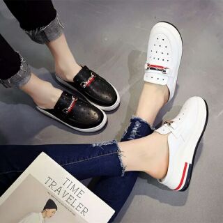 Giầy sục thể thao nữ đế 6cm đen trắng