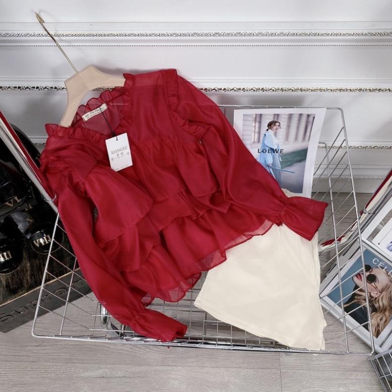 SET ÁO SƠ MI BÈO TẦNG MIX QUẦN ĐÙI SẦN