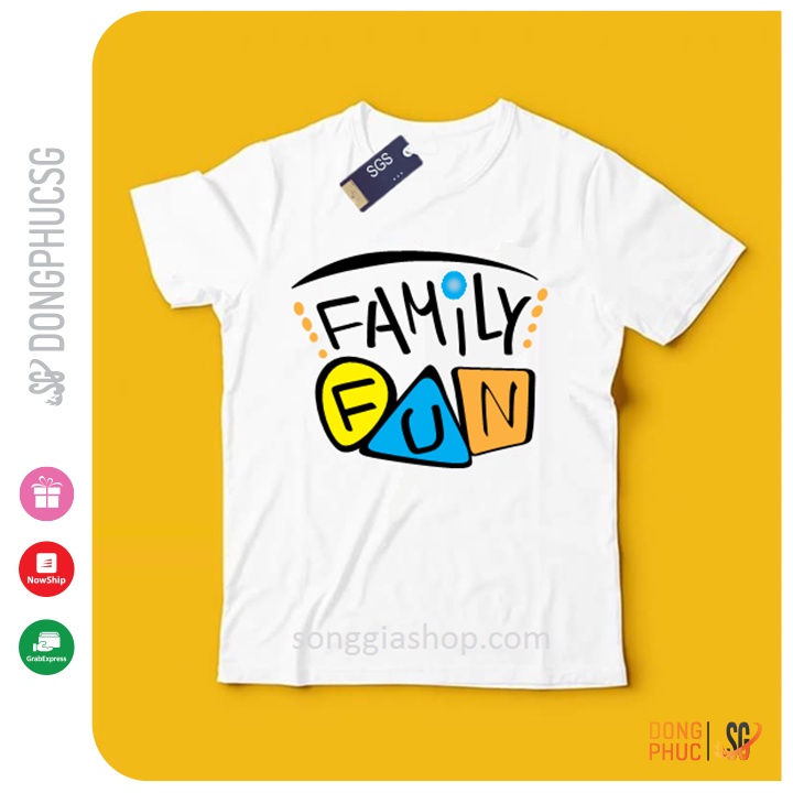 Áo thun nam nữ hội nhóm gia đình mẫu Family Fun thun cotton mềm mịn màu trắng SGS129 | SG
