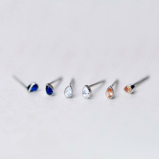 Bông tai đá giọt nước 2mm x 3mm nhỏ xinh - kèm hộp trang sức