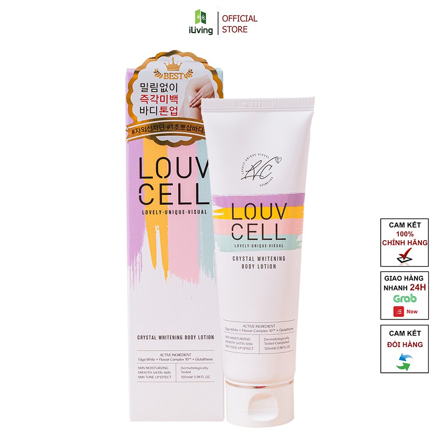 Kem dưỡng ẩm trắng da body Louv Cell Crystal Whitening Body Lotion 120ml ILIVING-LOUDTB120