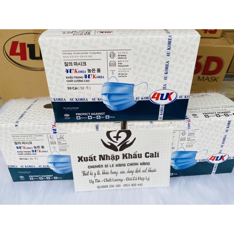 [HCM]Giá xưởng sỉ 1 thùng 50 hộp khẩu trang y tế 4 lớp kháng khuẩn 4uk tiêu chuẩn Hàn Quốc (50 cái/hộp)