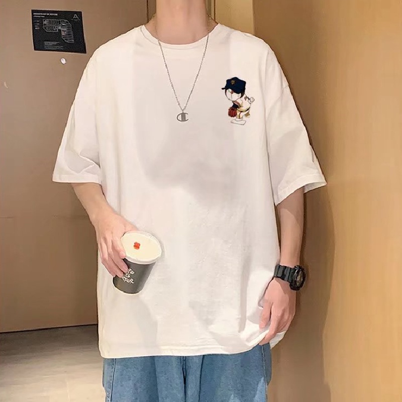 Áo Thun Tay Ngắn Dáng Rộng In Họa Tiết Hoạt Hình Phong Cách Hip Hop Nhật Bản Thời Trang Mùa Hè Cho Nam (M-8XL)