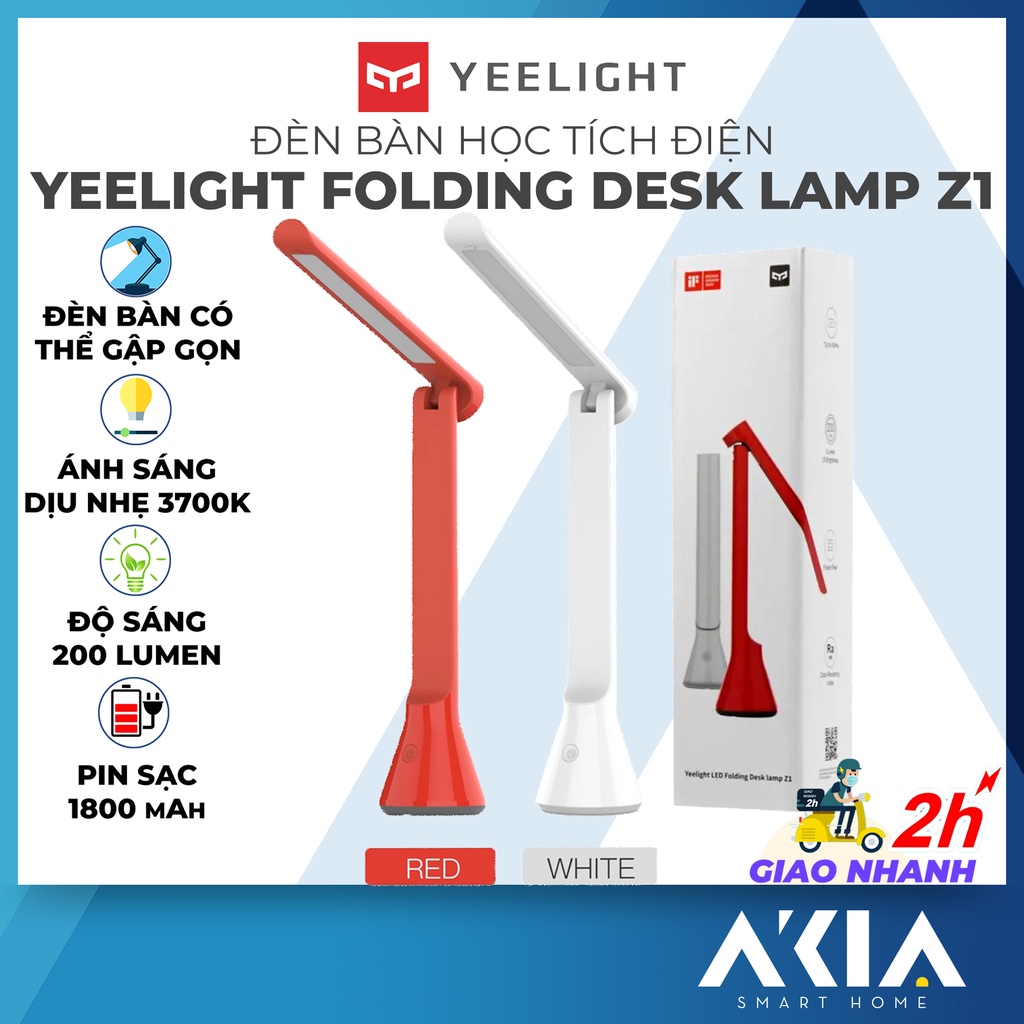 Đèn bàn học/ Đèn bàn làm việc Yeelight Z1 YLTD11YL, đèn tích điện sử dụng tối đa 40h, thiết kế tối giản, có thể gấp gọn