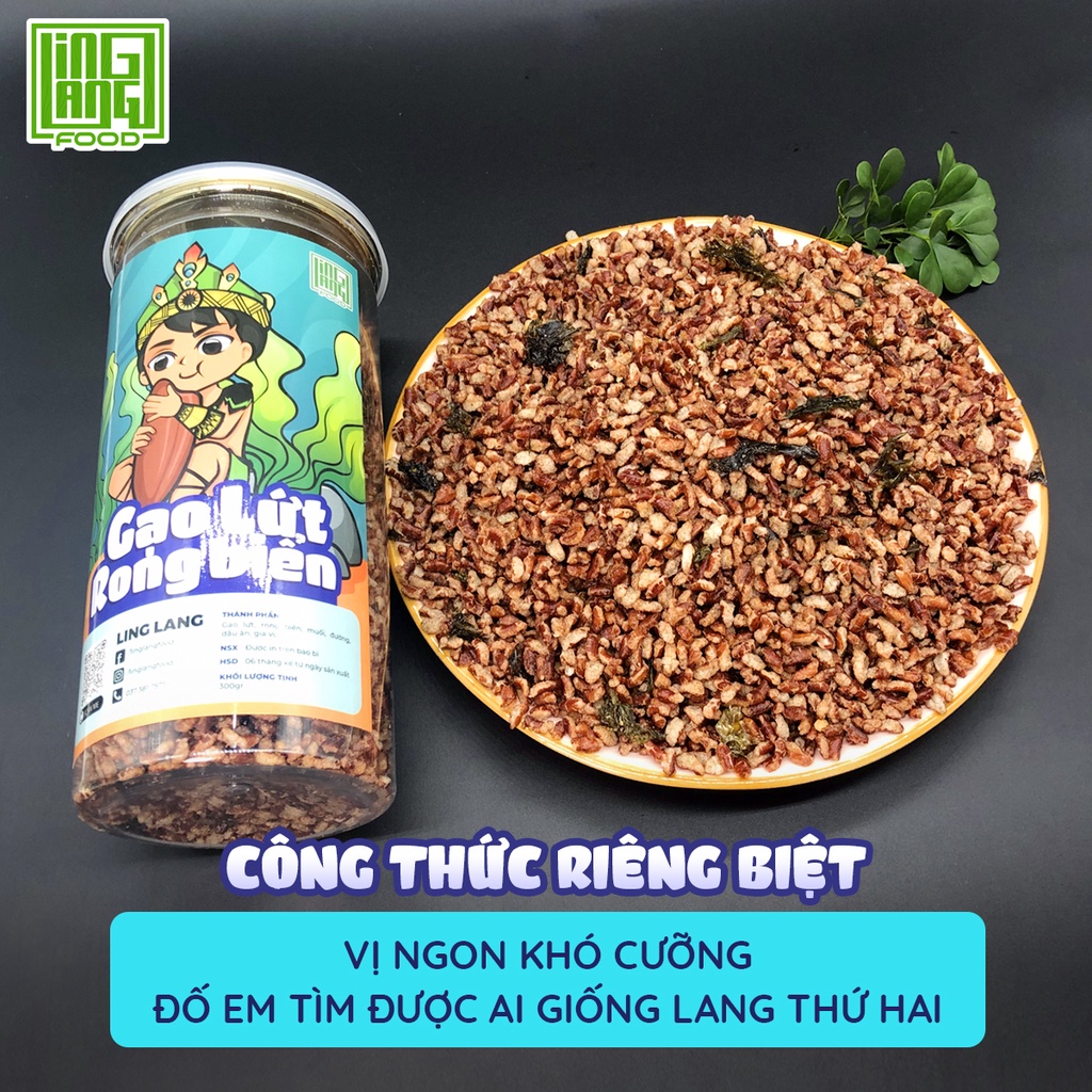 Gạo lứt rong biển sấy giòn 300g, gạo lức rong biển sấy thơm ngon, ăn vặt Ling Lang Food