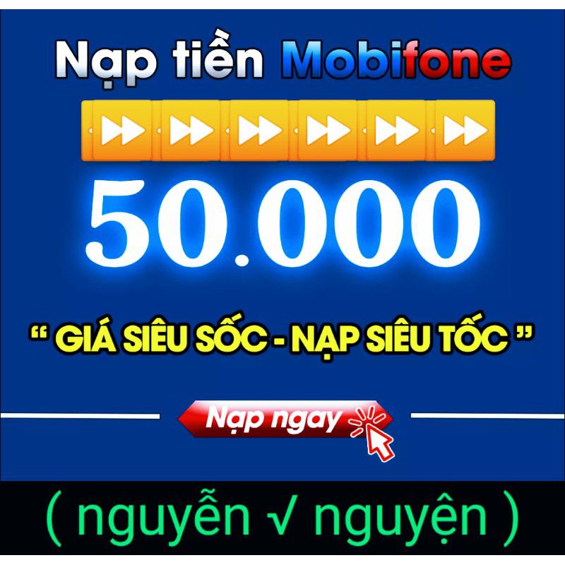 Thẻ nạp mobi 50k ( nạp siêu nhanh 5p )(chỉ nạp trả trước/ không cần otp mật khẩu )