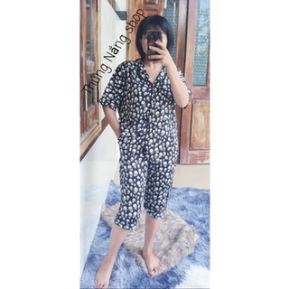 Pyjama Lửng Lụa Satin Xịn, Quần Có Túi