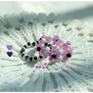 Nhẫn hạt cườm cầu vòng mix pastel, nhẫn hoa cúc daisy ring phong cách ulzzang Hàn Quốc