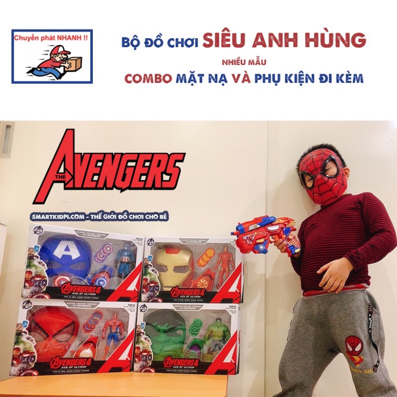 - BỘ ĐỒ CHỚI SIÊU ANH HÙNG NHIỀU MẪU COMBO MẶT NẠ VÀ PHỤ KIỆN ĐI KÈM