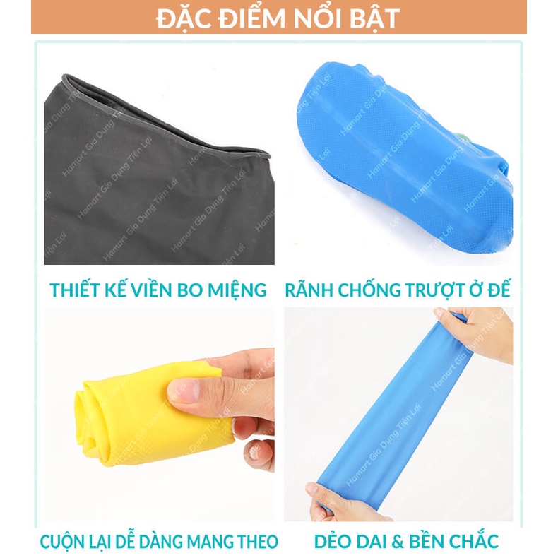 Bao Giày Đi Mưa Silicone Bọc Giày Chống Thấm Nước Nam Nữ Chống Trượt Bền Chắc Tiện Lợi