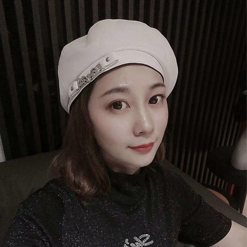 JARRED Mũ Beret Da PU Phong Cách Hàn Quốc Cho Nữ