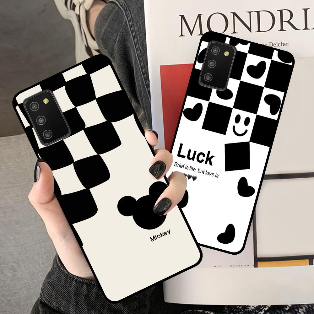 Ốp lưng Samsung A02s / A03s in hình sọc caro, họa tiết đen trắng dễ thương