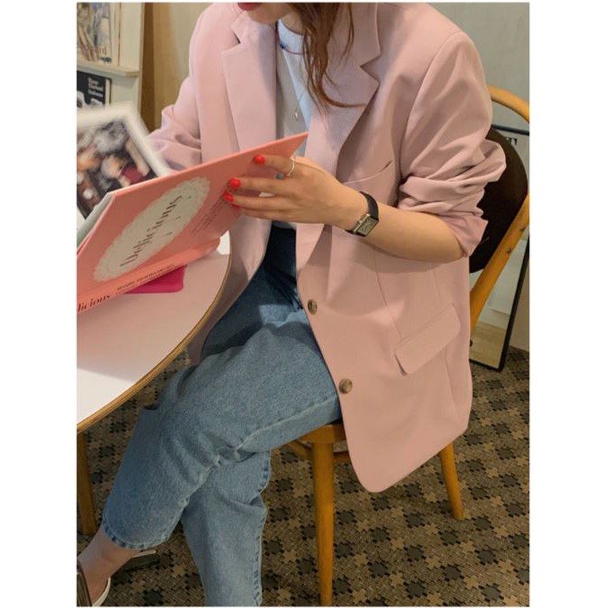 Áo Khoác Blazer Hồng Trơn Dory&Pony BASIC KOREAN STYLE - AK112 | BigBuy360 - bigbuy360.vn