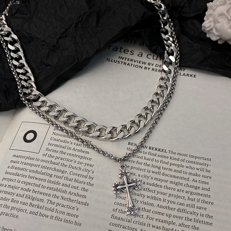 Dây Chuyền Dạng Chuỗi Xích Phối Mặt Hình Thánh Giá Phong Cách Hip Hop 19672