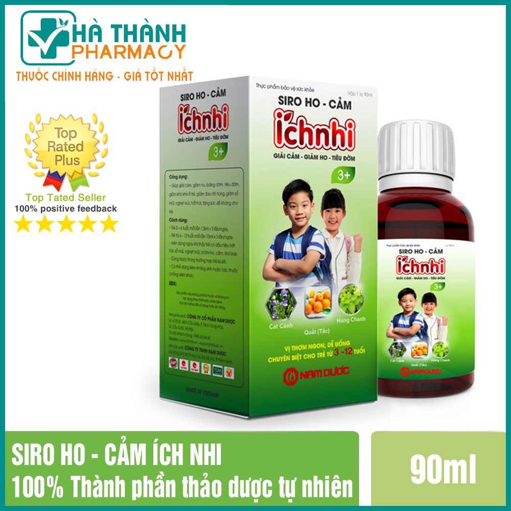 Siro ho cảm ích nhi hỗ trợ giải cảm, giảm ho, sổ mũi, tiêu đờm - cho trẻ từ 0-12tuổi (Chai 90ml)