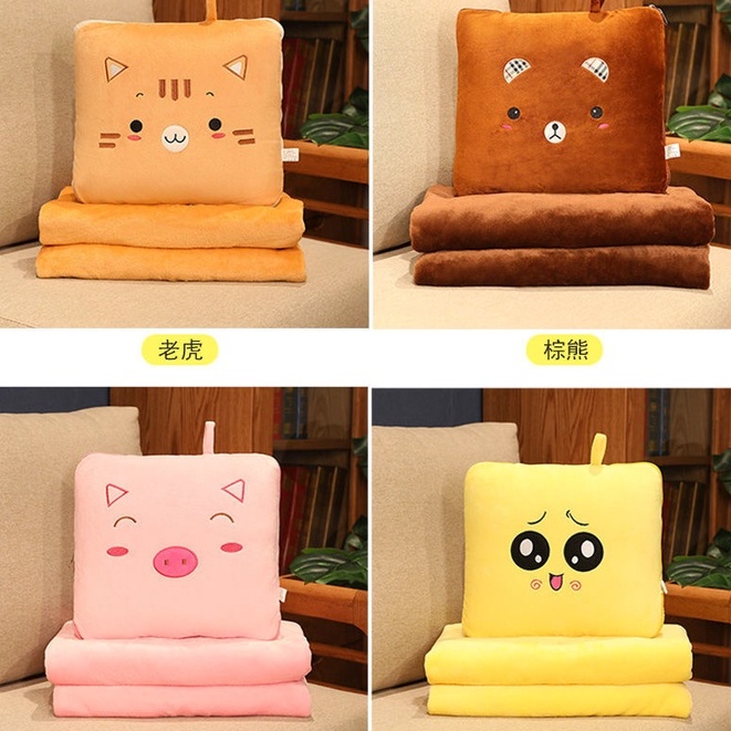 Bộ Chăn Gối Văn Phòng Lông Mịn Nhiều Mẫu Hoạt Hình